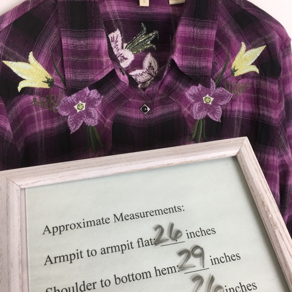Stetson Plaid Button Down Shirt Floral Embroidered Western Cowgirl Women’s Sz XL - Picture 13 of 13